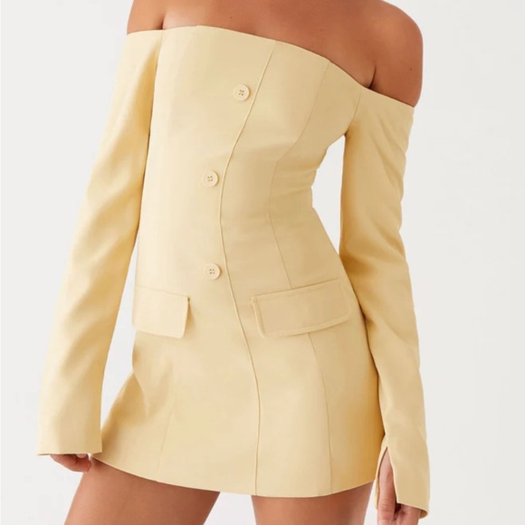Peppermayo Dresses & Skirts - Peppermayo Yellow Off-Shoulder Mini Dress